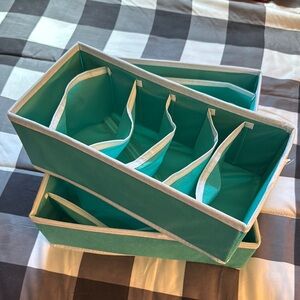 Aqua Nested Storage Boxes with Dividers